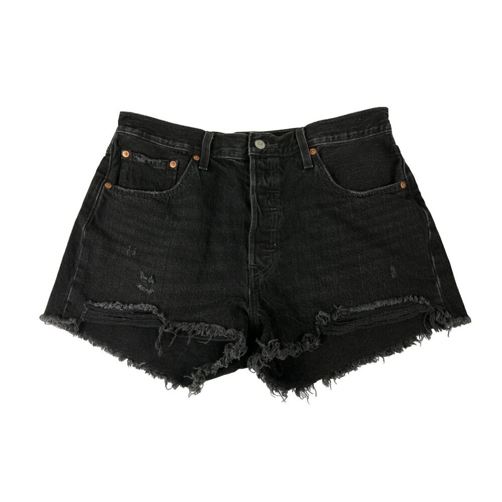 Levi’s Black Distressed High Rise Shorts Size W32